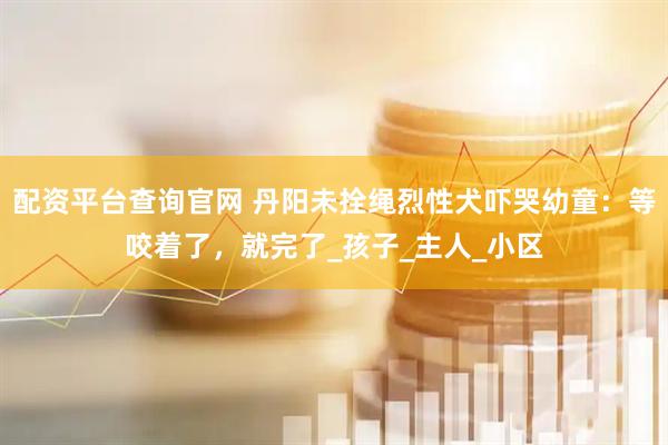 配资平台查询官网 丹阳未拴绳烈性犬吓哭幼童：等咬着了，就完了_孩子_主人_小区