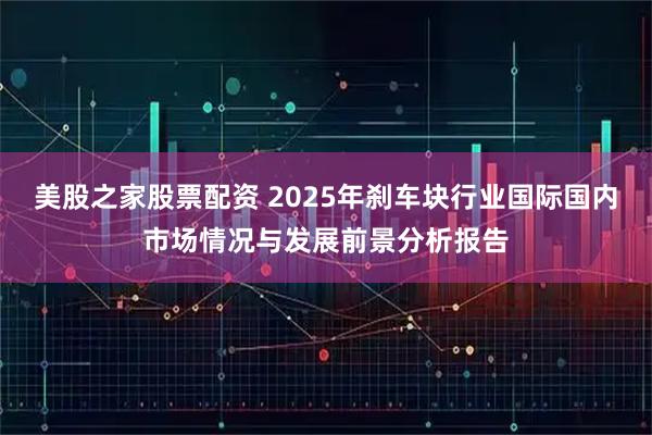 美股之家股票配资 2025年刹车块行业国际国内市场情况与发展前景分析报告